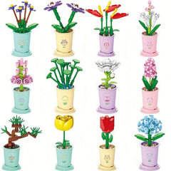 Christmas & Halloween Potted Flowers Building Blocks Hyacinth