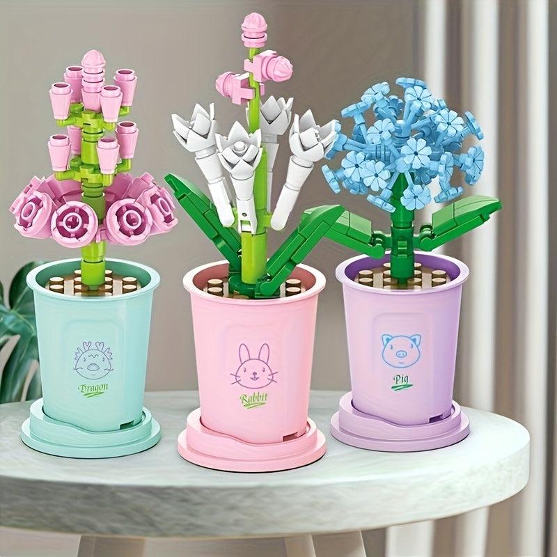 Christmas & Halloween Potted Flowers Building Blocks Hyacinth