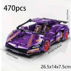 470pcs Purple Model Supercar Building Blocks Racing Car Toy