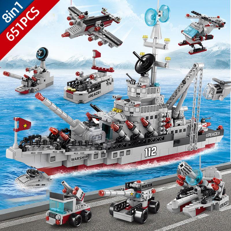 651pcs Aircraft Carrier Building Blocks Kids Toys