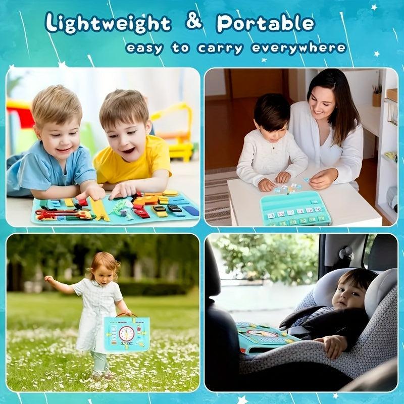 Montessori Busy Board Toy for Toddlers - Educational Sensory Activity
