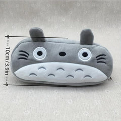 Totoro Pencil Case Plush Cartoon Gray Bag Home Office Storage