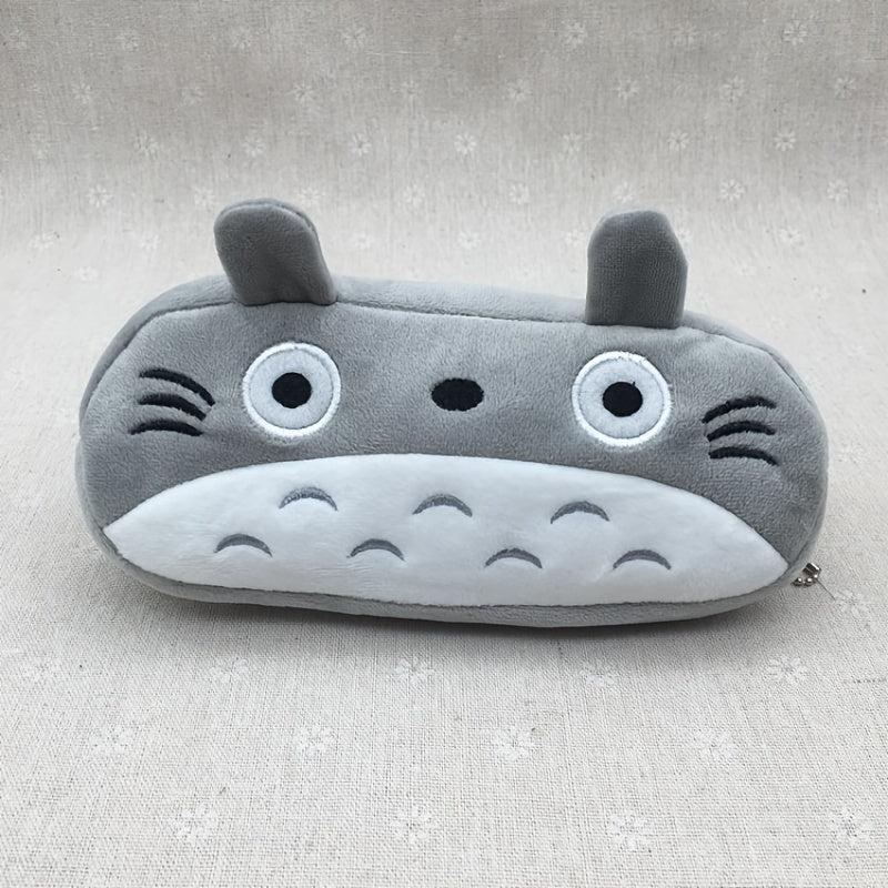 Totoro Pencil Case Plush Cartoon Gray Bag Home Office Storage