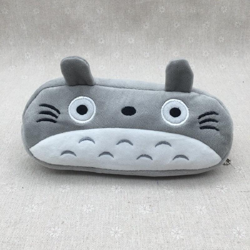 Totoro Pencil Case Plush Cartoon Gray Bag Home Office Storage