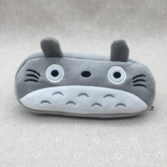 Totoro Pencil Case Plush Cartoon Gray Bag Home Office Storage