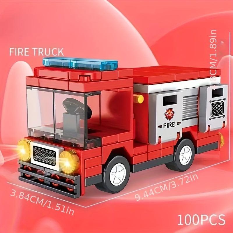 City Car Small Building Blocks Educational Assembly Toys Fire Truck