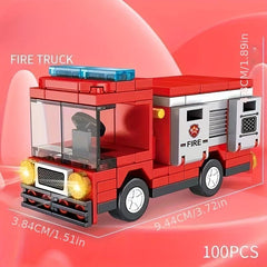 City Car Small Building Blocks Educational Assembly Toys Fire Truck