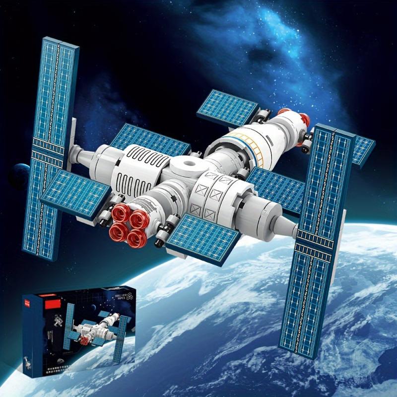 Space Station Model Building Blocks DIY Assembled Building Block Toys