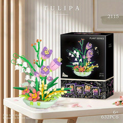 632pcs Particle Building Blocks Fragrant Spring Flowers Potted Decor