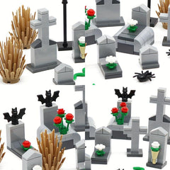 111pcs Halloween Building Blocks Set DIY Bricks Model Kit Tomb Graveyard Toys
