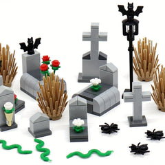 111pcs Halloween Building Blocks Set DIY Bricks Model Kit Tomb Graveyard Toys