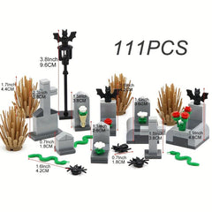 111pcs Halloween Building Blocks Set DIY Bricks Model Kit Tomb Graveyard Toys