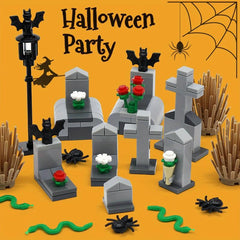 111pcs Halloween Building Blocks Set DIY Bricks Model Kit Tomb Graveyard Toys