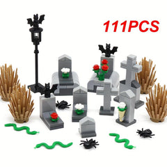 111pcs Halloween Building Blocks Set DIY Bricks Model Kit Tomb Graveyard Toys