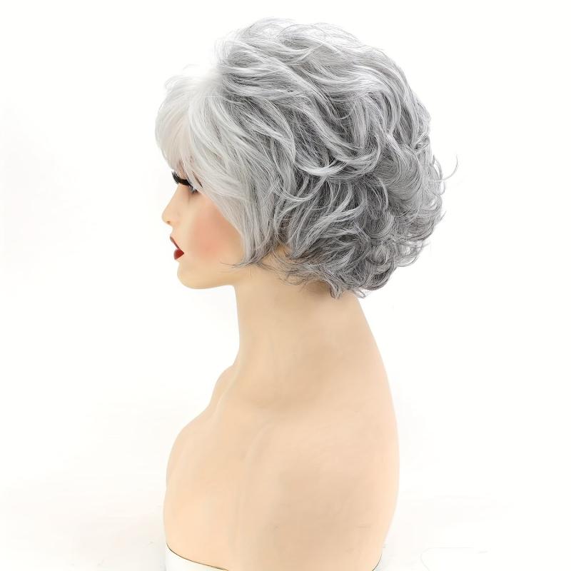 Short Curly Wig Layered Natural Looking Synthetic Fiber Wig