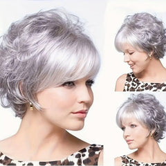 Short Curly Wig Layered Natural Looking Synthetic Fiber Wig
