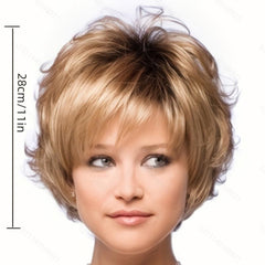 Short Curly Wig Layered Natural Looking Synthetic Fiber Wig