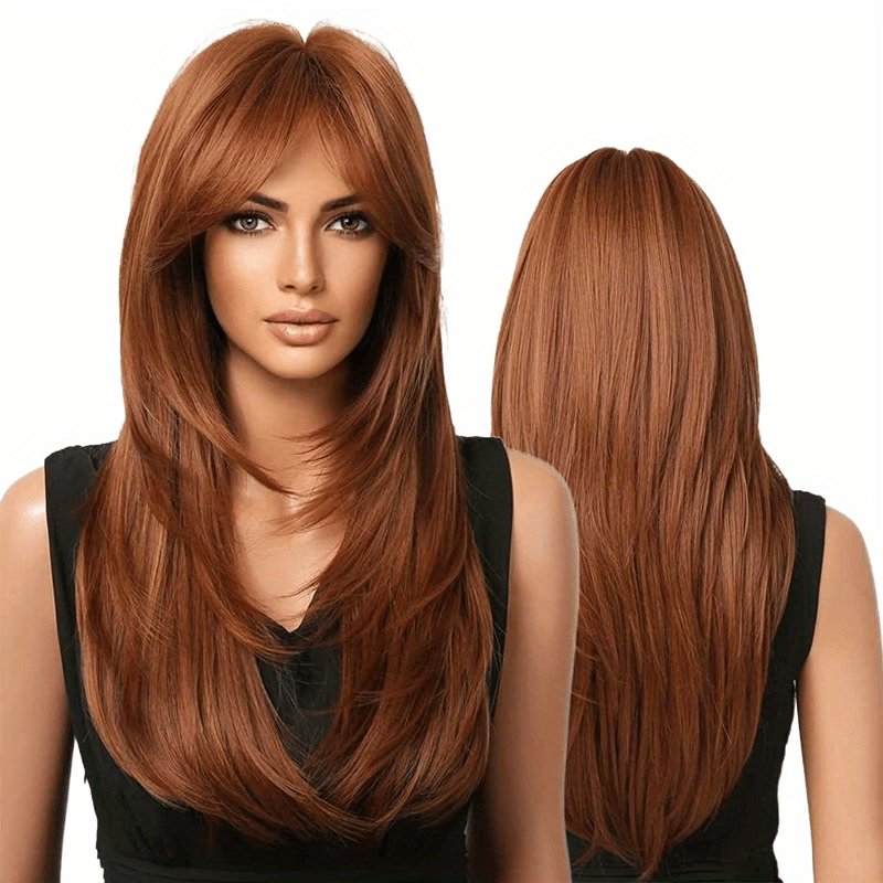 24in Layered Highlight Straight Wig with Bangs