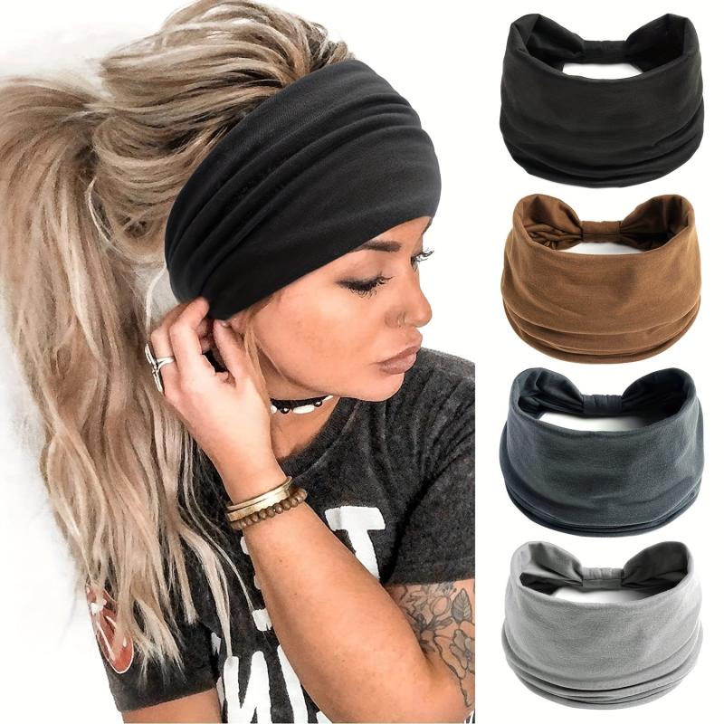 Solid Stretchy Sports Headband Wide Yoga Hairband Multicolor Women's Hairband