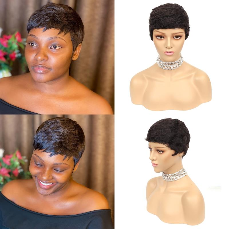 Short Small Curly Pixie Wig Fluffy Synthetic Fiber Wig For Women Daily Party