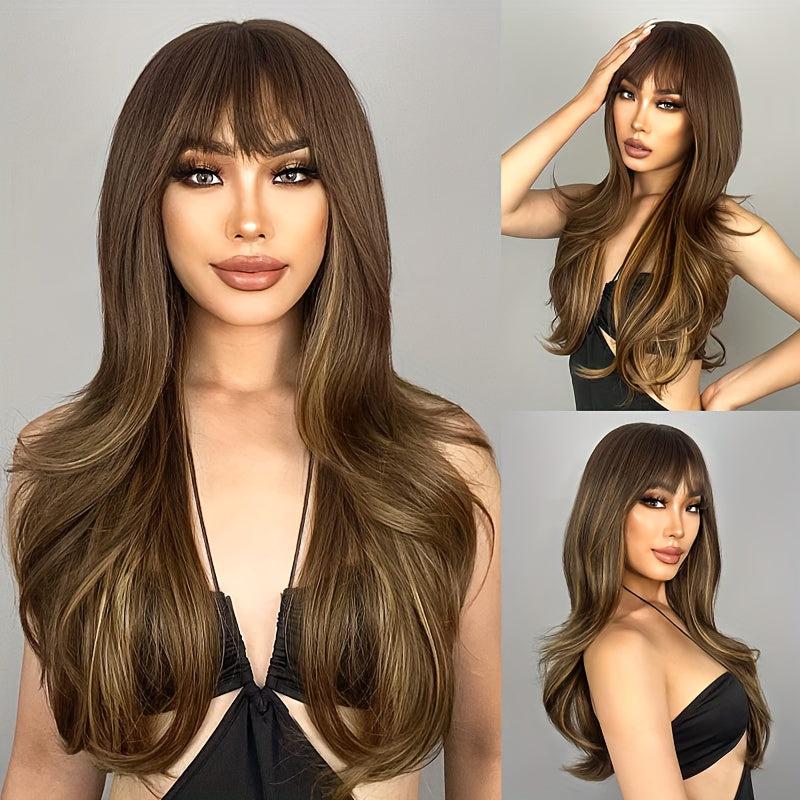 Curly Wig With Bangs Heat Resistant Synthetic