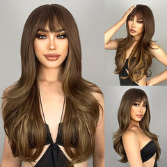 Curly Wig With Bangs Heat Resistant Synthetic