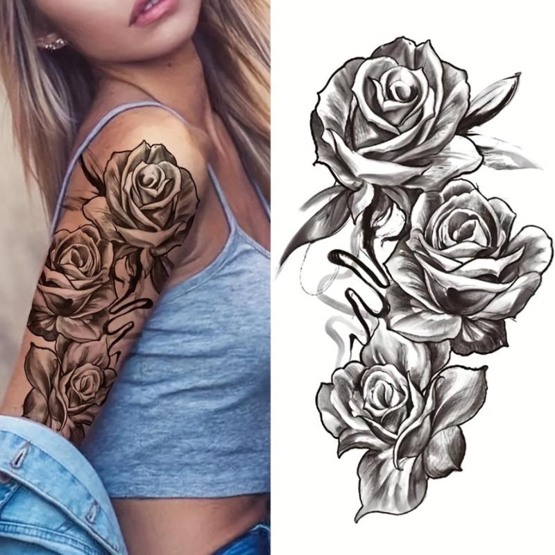 Temporary Tattoo Stickers Flowers Snake Lion Wolf