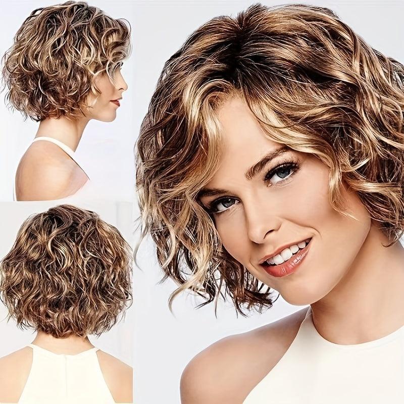 Short Curly Wig Natural Looking Synthetic Fiber Wig 3 Colors Cosplay Props