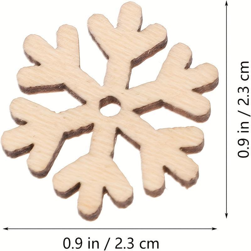 50pcs Assorted Pattern Wooden Christmas Snowflake Cutouts Craft Embellishments