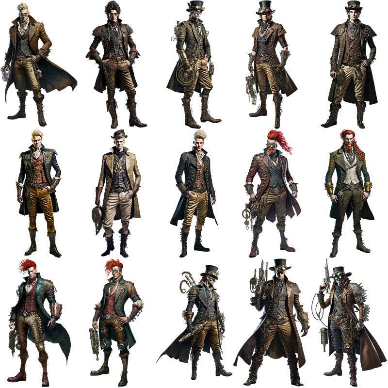 48pcs Steampunk Characters Sticker DIY Computer Scrapbooking Stickers