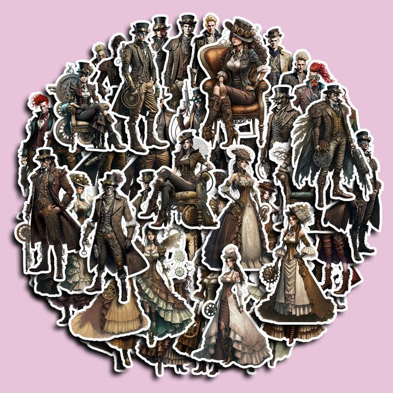 48pcs Steampunk Characters Sticker DIY Computer Scrapbooking Stickers