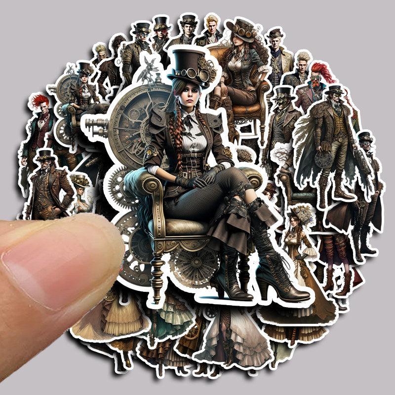 48pcs Steampunk Characters Sticker DIY Computer Scrapbooking Stickers