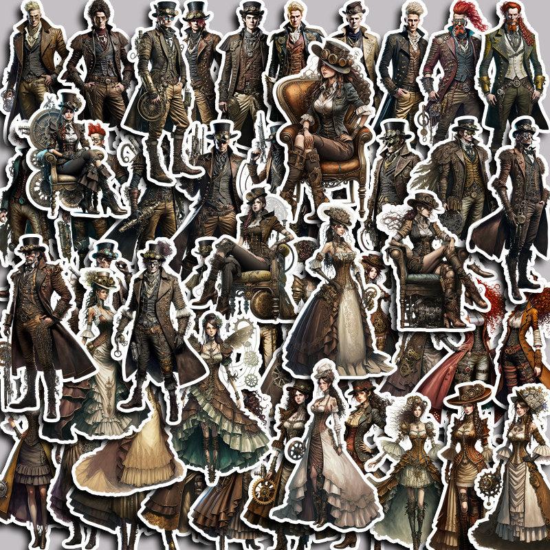 48pcs Steampunk Characters Sticker DIY Computer Scrapbooking Stickers