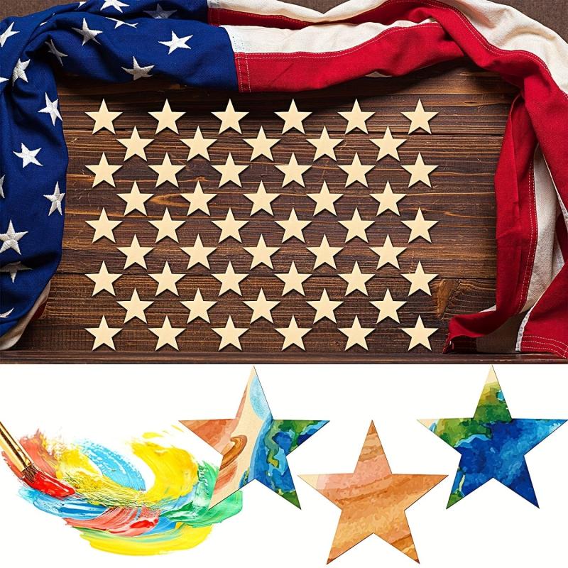 10pcs Wooden Unfinished Star Decoration DIY Christmas Wedding Crafts 2in