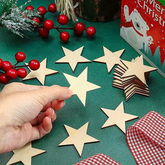 10pcs Wooden Unfinished Star Decoration DIY Christmas Wedding Crafts 2in
