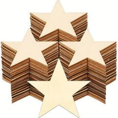10pcs Wooden Unfinished Star Decoration DIY Christmas Wedding Crafts 2in