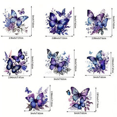 8pcs Butterfly Theme Iron on Transfer Stickers for DIY Clothing