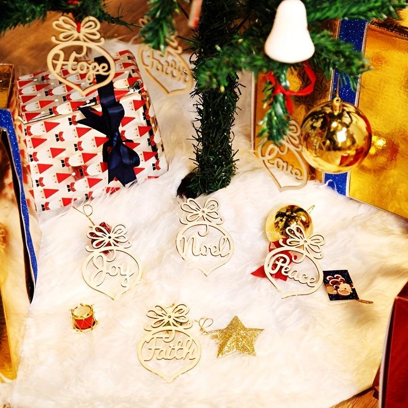 Set of 6 Wooden Holiday Ornaments for Christmas Tree & Home Decor