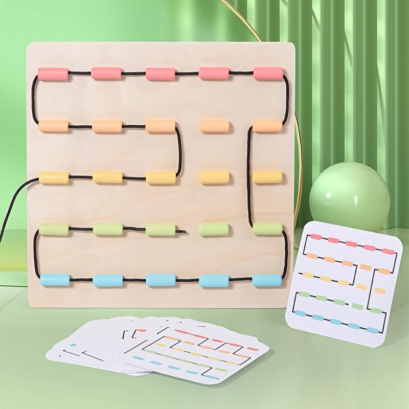Wooden Rope Threading Game Hand eye Coordination Education Toy