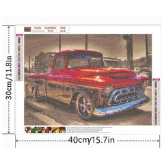 5D Diamond Art Kit - Red Car Diamond Painting Kit