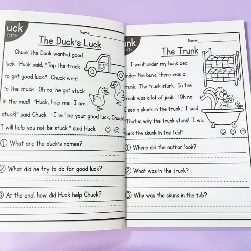English Reading Passages Practice Workbook for Kids