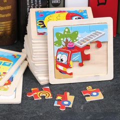 Wooden Animal Puzzle Toy for Children, Early Education Cartoon Puzzle
