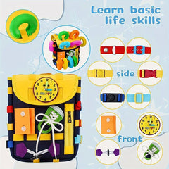 Busy Board Toddler Backpack Learn To Tie Shoes & More Toy
