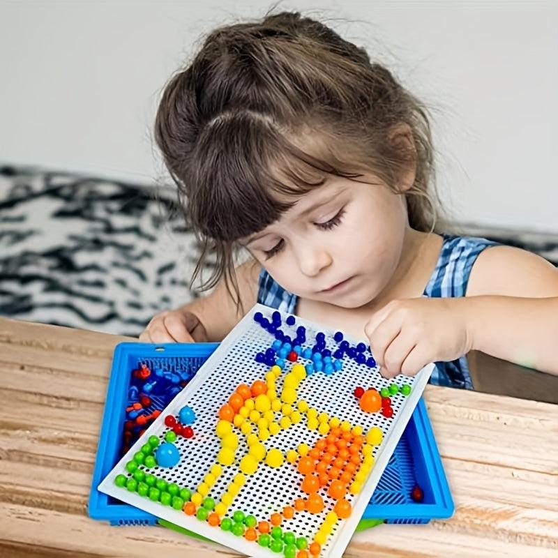 Colorful Mushroom Nail Board Jigsaw Toy for Kids