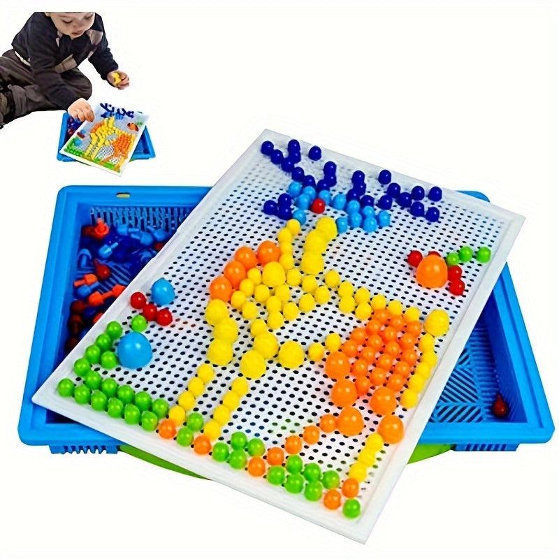 Colorful Mushroom Nail Board Jigsaw Toy for Kids