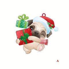 Christmas Pug Car Rearview Mirror Decoration