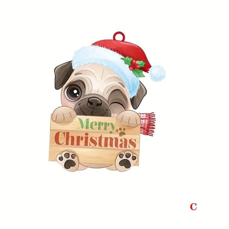 Christmas Pug Car Rearview Mirror Decoration