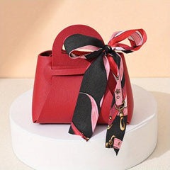 4pcs Leather Gift Bags Bow Ribbon Wrapping Bags Wedding Gift Distributing Bags