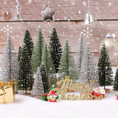 8pcs Mini Pine Needle Christmas Tree PVC Ornaments