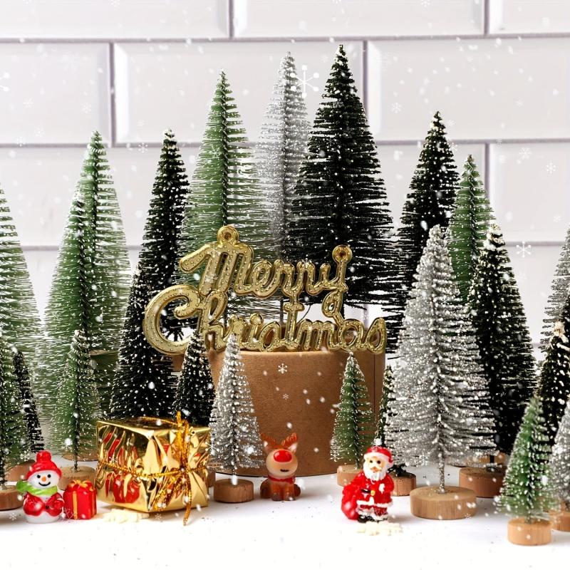 8pcs Mini Pine Needle Christmas Tree PVC Ornaments